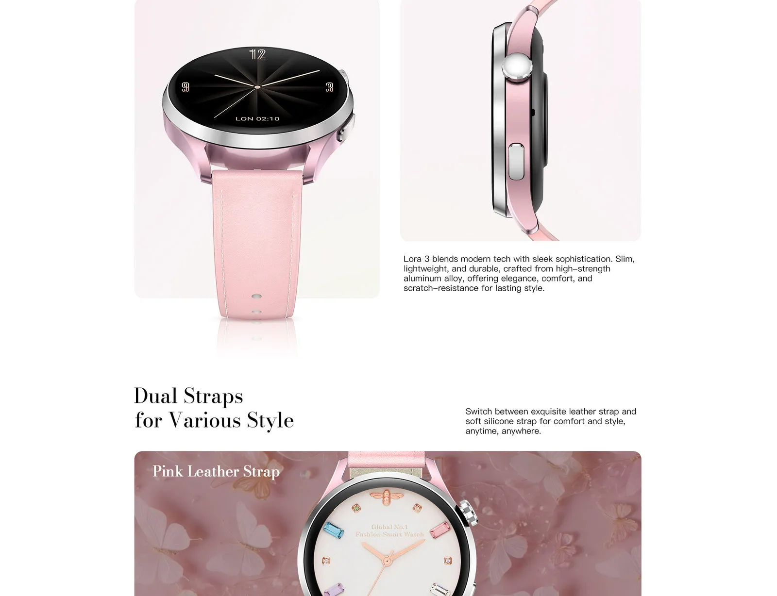 Montre connectée femme Kieslect Lora 3 – Rose