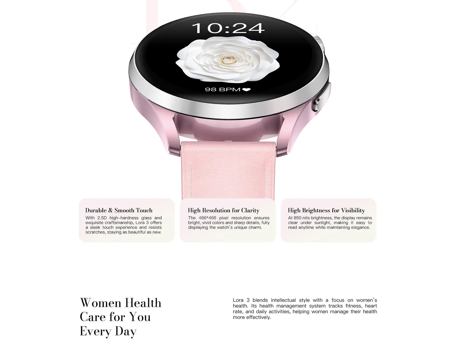 Montre connectée femme Kieslect Lora 3 – Rose