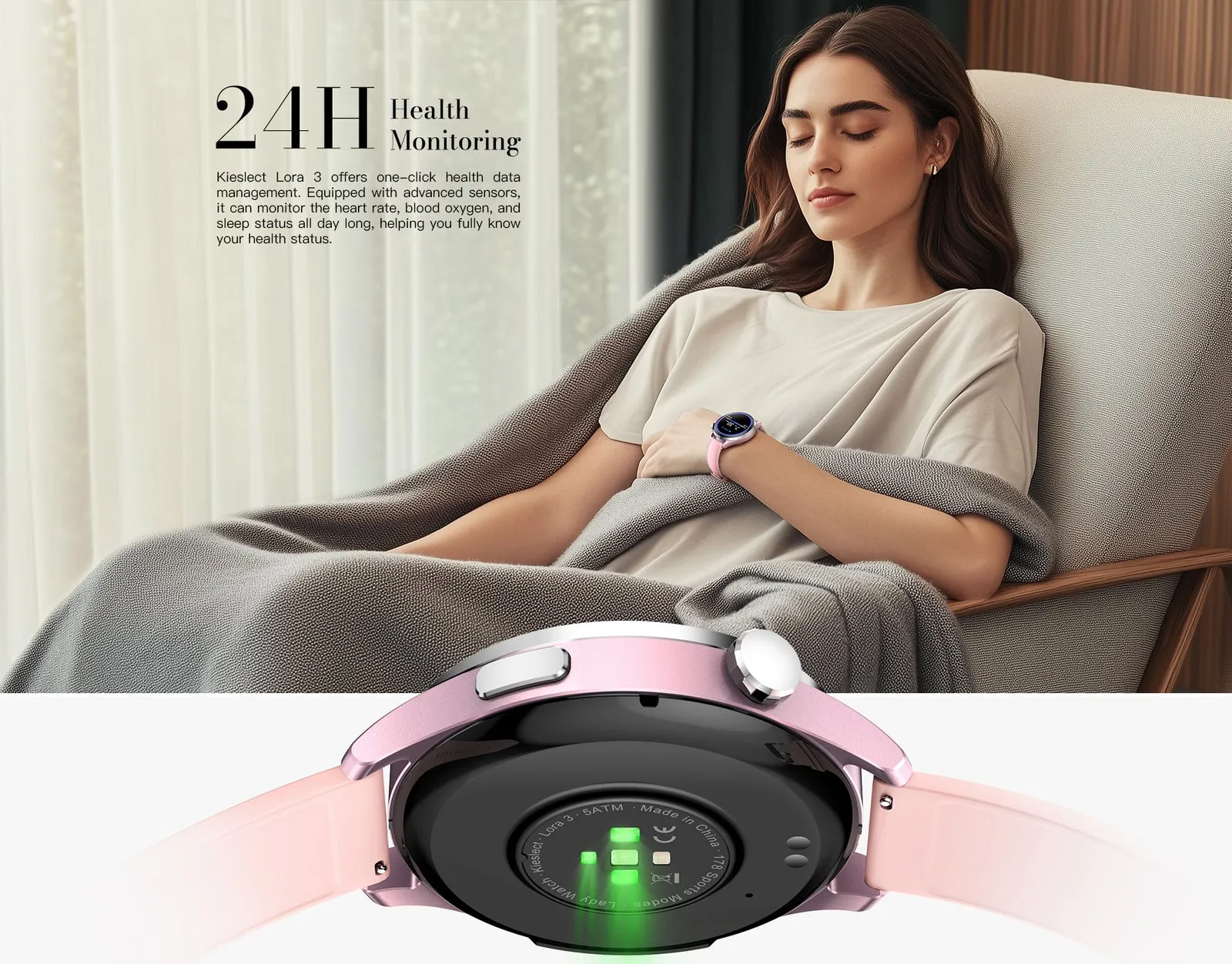 Montre connectée femme Kieslect Lora 3 – Rose