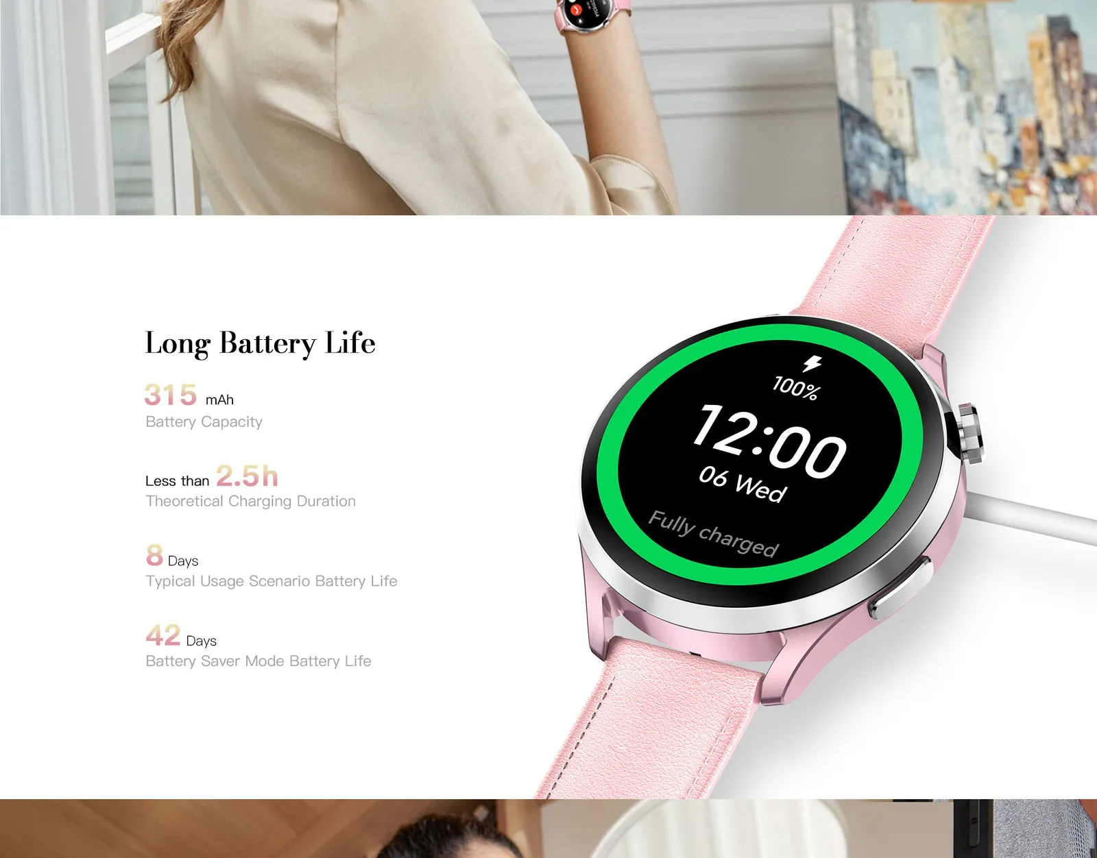 Montre connectée femme Kieslect Lora 3 – Rose