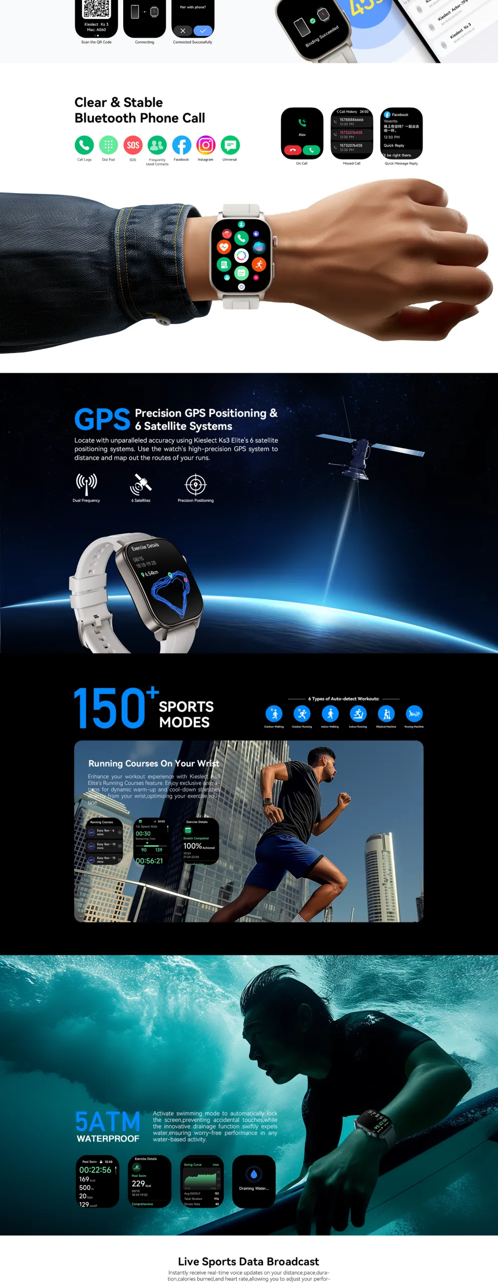 Montre connectée Kieslect KS3 Elite – GPS, étanche 5ATM