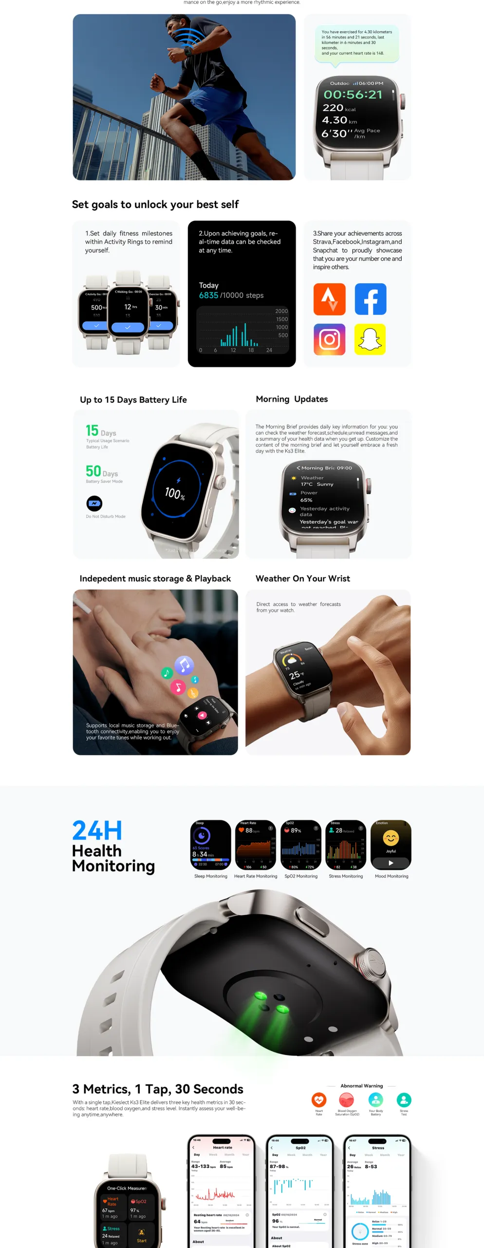 Montre connectée Kieslect KS3 Elite – GPS, étanche 5ATM