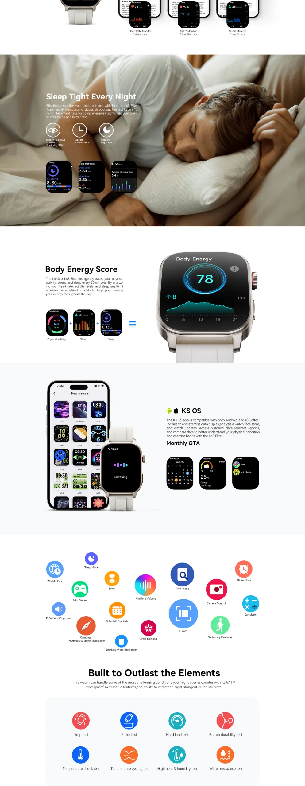 Montre connectée Kieslect KS3 Elite – GPS, étanche 5ATM