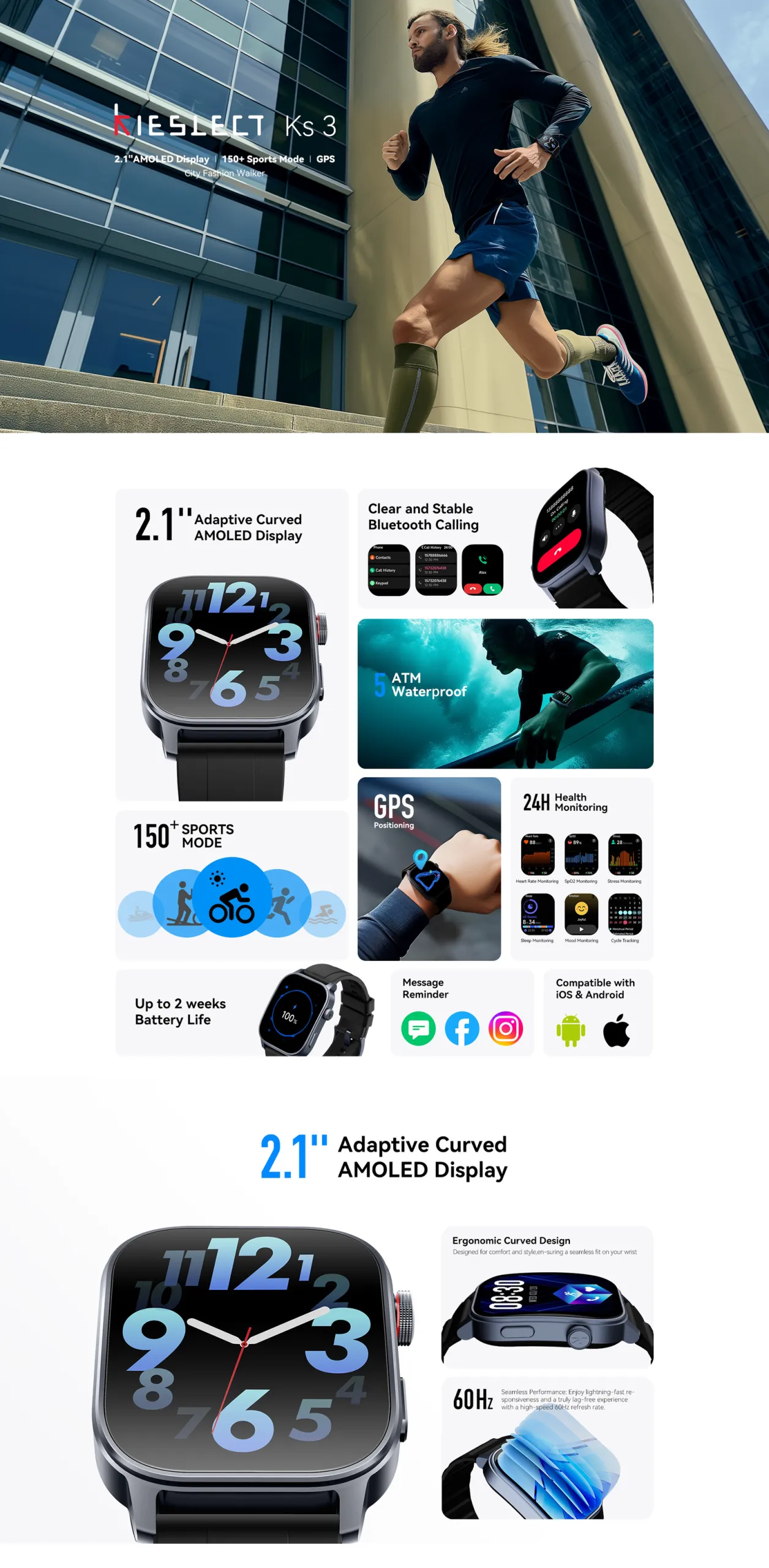 Montre connectée Kieslect KS3 – GPS, étanche 5ATM