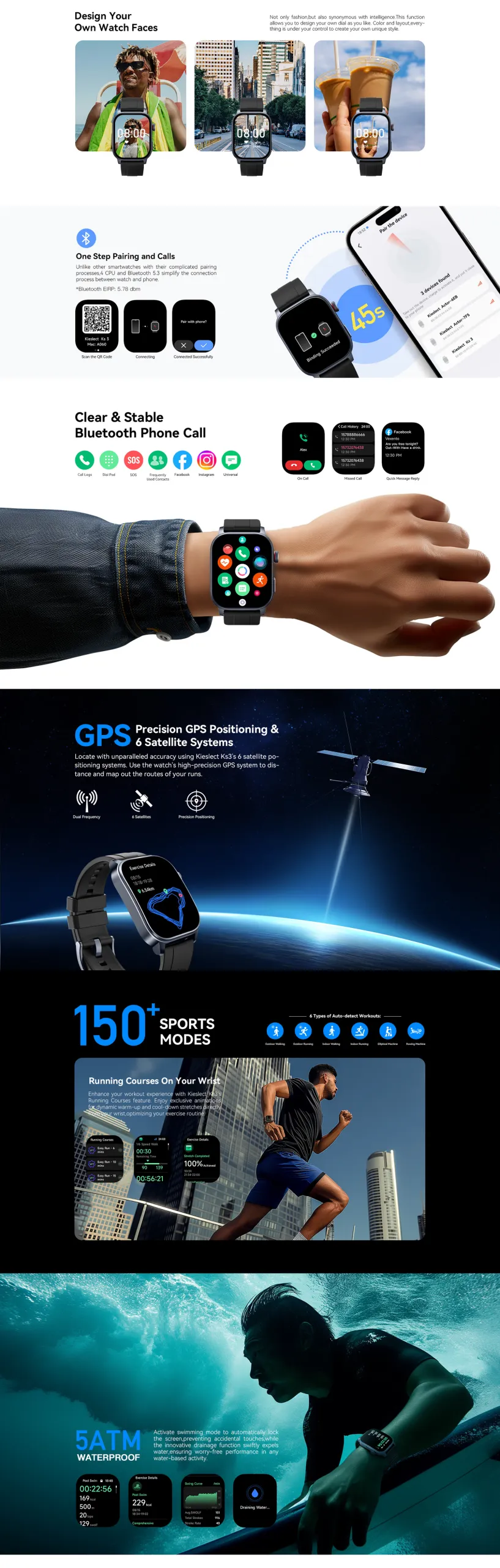 Montre connectée Kieslect KS3 – GPS, étanche 5ATM
