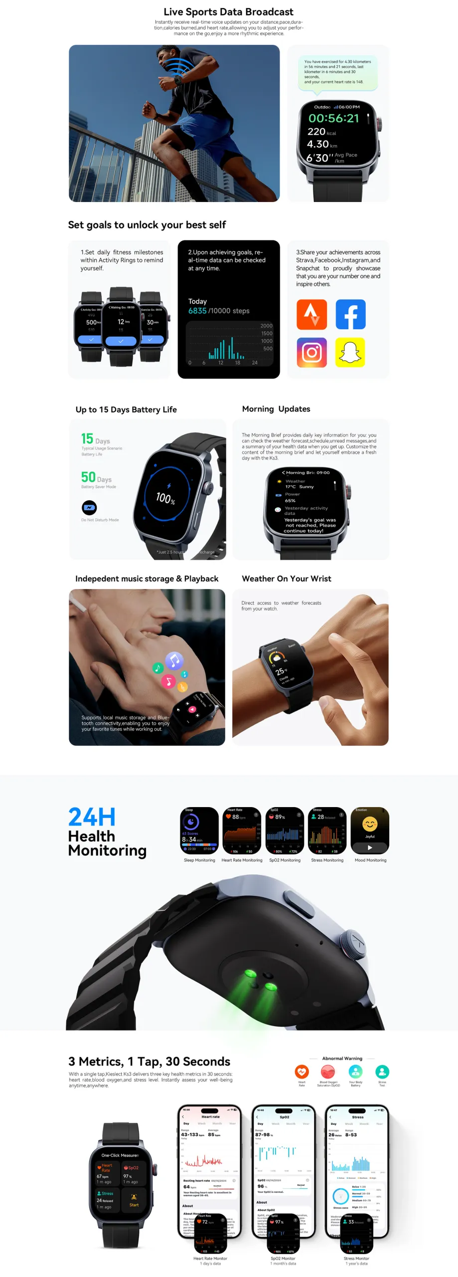 Montre connectée Kieslect KS3 – GPS, étanche 5ATM