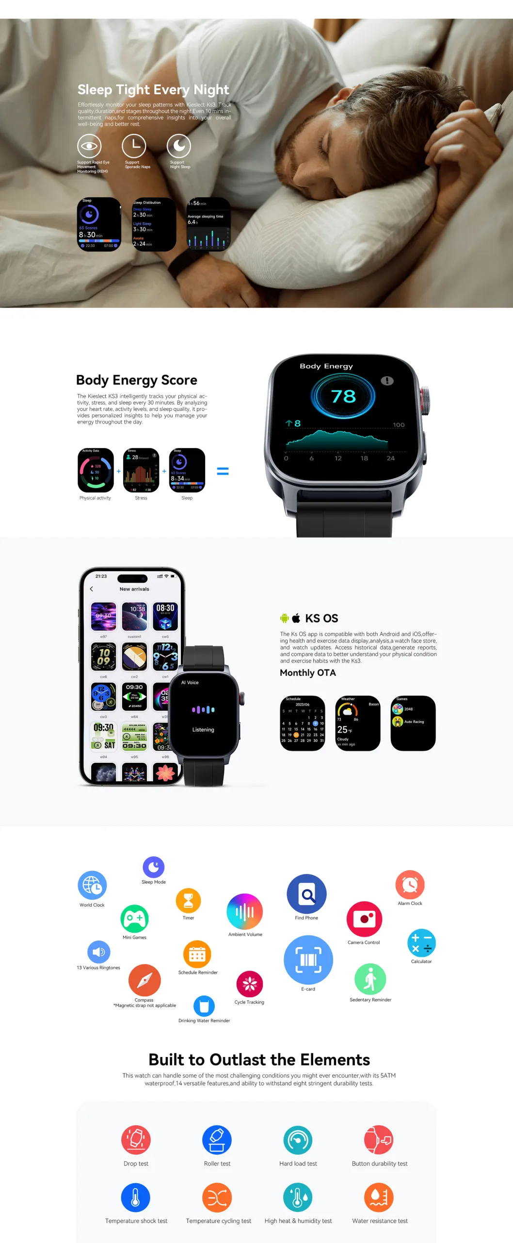 Montre connectée Kieslect KS3 – GPS, étanche 5ATM