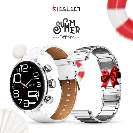 Montre connectée Kieslect KR3 – Blanc (+ bracelet magnétique 22 mm offert)