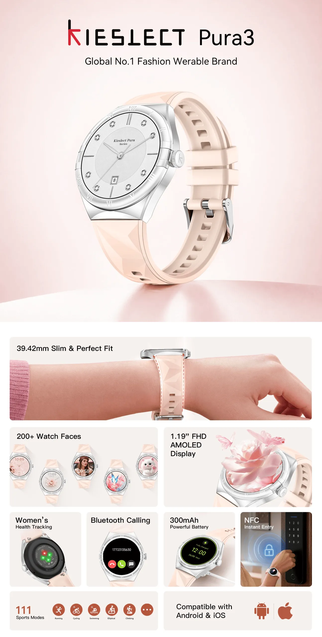 Montre connectée femme Kieslect Pura 3
